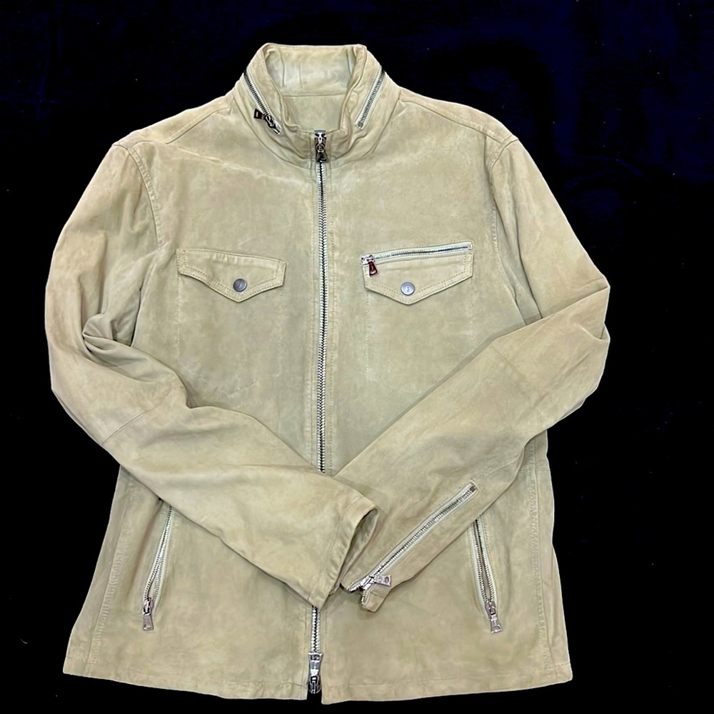 John Varvatos Taupe Suede lightweight Jacket Size 50